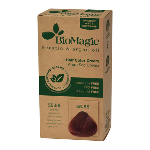 Biomagic Organic Hair Colour Cream 55.55 Deep Dark Red 500ml