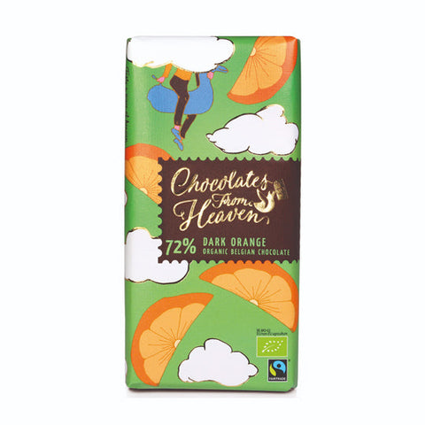 Chocolate From Heaven Organic 72% Dark Chocolate with Orange 100g