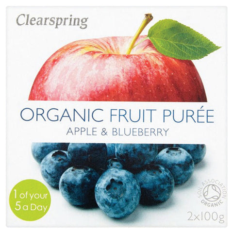 Clearspring Organic Fruit Puree Apple & Blueberry 2x100g