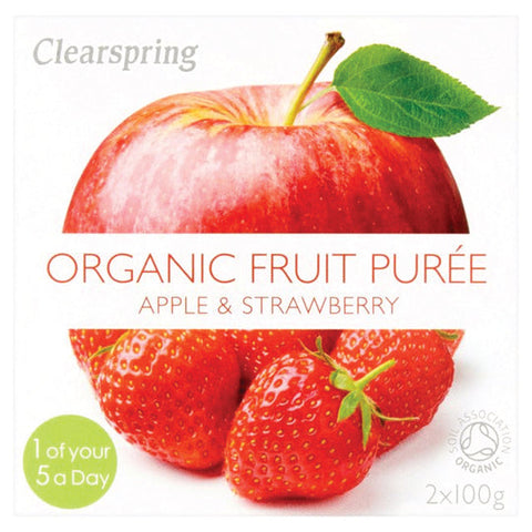 Clearspring Organic Fruit Puree Apple & Strawberry 2x100g