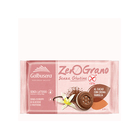 Galbusera Zero Grano GF Chocolate Sandwich Biscuits with Vanilla Cream Filling 160g