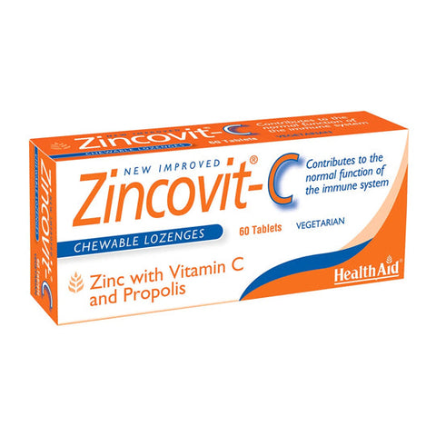 Health Aid Zincovit C (Vitamin C, Zinc, Propolis) Blister Pack 60 tabs