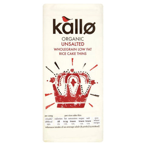Kallo Organic Unsalted Thin Rice Cakes 130g