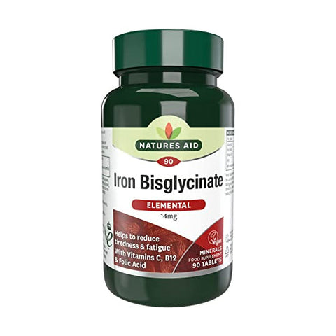 Natures Aid Iron Bisglycinate 14mg 90 tabs