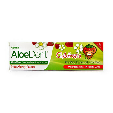 Optima Aloe Dent Children's Fluoride Free Toothpaste Strawberry Flavour 50ml